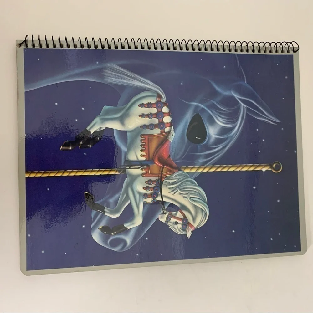 Vintage Mead Folder And Notebook Set 1985 Little Contessa Carousel White Horse